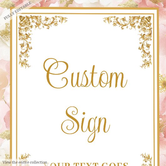 Rustieke stoffige roze bloemen met gouden accenten poster