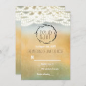 Rustieke Stokken & Slingerlichten Trouw RSVP Kaart (Voorkant / Achterkant)