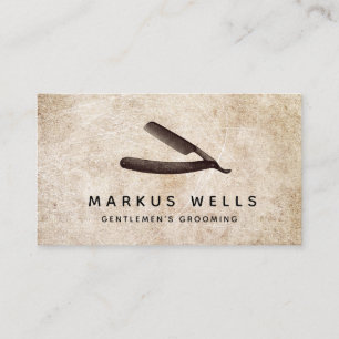 Rustieke Straight Razor Barber Shop Visitekaartje