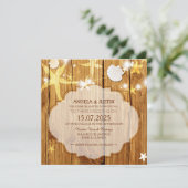 Rustieke strand bruiloftsfeest kaart (Staand voorkant)