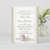 Rustieke strand kant en parels kaart (Staand voorkant)