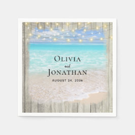 Rustieke strand kust string lichten bruiloft servet