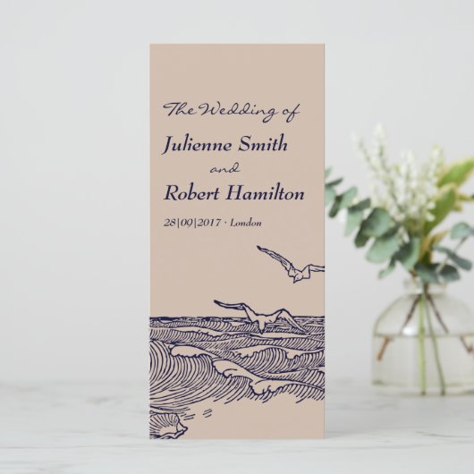 Rustieke strand oceaan golven bruiloft ceremonie p programma (Staand voorkant)