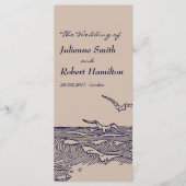 Rustieke strand oceaan golven bruiloft ceremonie p programma (Voorkant)