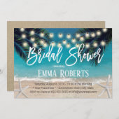 Rustieke strand zeester slingerlamp bruidsfeest kaart (Voorkant / Achterkant)