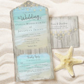 Rustieke strandbestemming Bruiloft Menu Opties All In One Uitnodiging