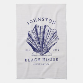 Rustieke strandhuis familienaam nautisch | Blauw Theedoek