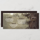 Rustieke string lichten boom bruiloft menu kaarten (Voorkant / Achterkant)