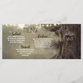 Rustieke string lichten boom bruiloft menu kaarten (Voorkant)