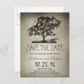 Rustieke string lichten boom opslaan van de datum aankondigingskaart (Voorkant / Achterkant)