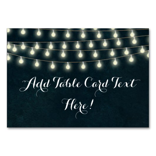 rustieke string lichten bruiloft naam plaats kaart (Voorkant)