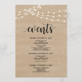 Rustieke string lichten bruiloft welkom en reisrou programma (Achterkant)