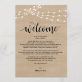 Rustieke string lichten bruiloft welkom en reisrou programma (Voorkant)