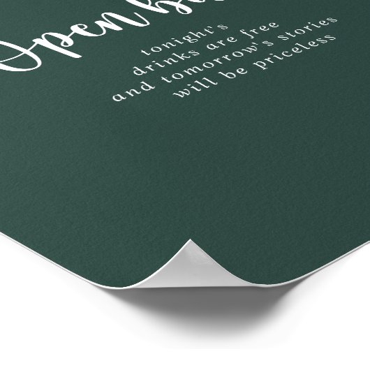 Rustieke String lichten Groene bruiloft Open Bar Poster (Hoek)