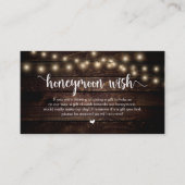 Rustieke String Lichten, Hout, Honeymoon Wens Informatiekaartje (Voorkant)