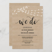 Rustieke string lichten We Do Wedding Invitation K Programma (Voorkant / Achterkant)