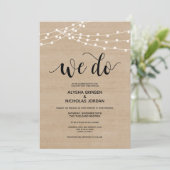 Rustieke string lichten We Do Wedding Invitation K Programma (Staand voorkant)