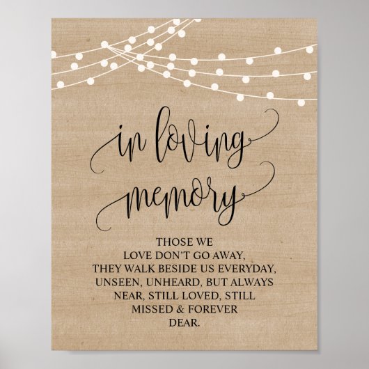 Rustieke string light-herdenkingsbord of -poster poster (Voorkant)