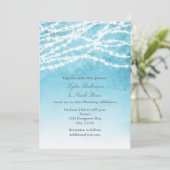 Rustieke String Lights Blauwe bruiloft uitnodiging (Staand voorkant)
