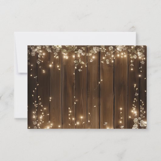 Rustieke String Lights Bloemen QR Code Huwelijk RS RSVP Kaartje (Achterkant)