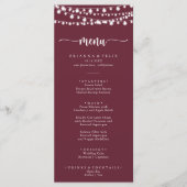 Rustieke String Lights Bourgondië Diner Menu (Voorkant)