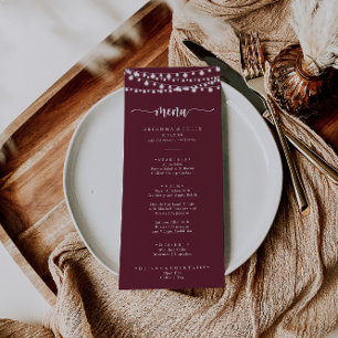 Rustieke String Lights Bourgondië Diner Menu