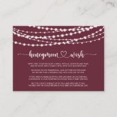 Rustieke String Lights Bourgondische huwelijksreis Informatiekaartje (Voorkant)