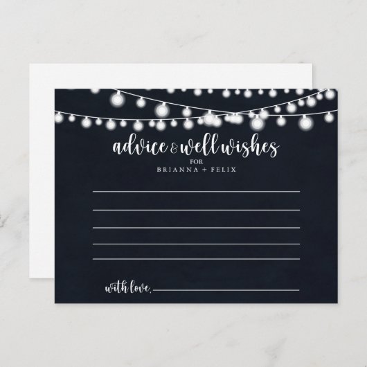 Rustieke String Lights Bruiloft Advies Kaart (Voorkant / Achterkant)