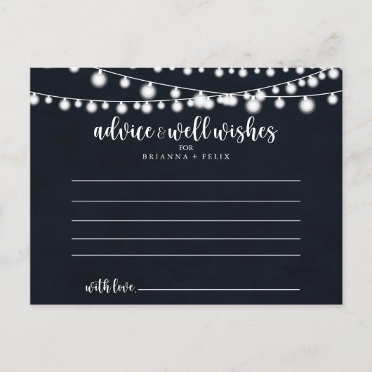 Rustieke String Lights Bruiloft Advies Kaart (Voorkant)