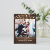 Rustieke String Lights Bruiloft Dank u Briefkaart (Staand voorkant)