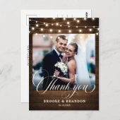 Rustieke String Lights Bruiloft Dank u Briefkaart (Voorkant / Achterkant)
