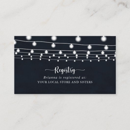 Rustieke String Lights Bruiloft Gift Registry Informatiekaartje (Voorkant)