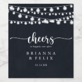 Rustieke String Lights Cheers Bruiloft Wijn Labels Etiket (Enkel label)