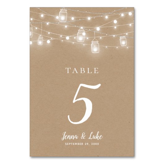 Rustieke String Lights Dubbelzijdige bruiloft Kaart (Voorkant)