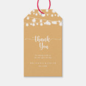 Rustieke String Lights Gele bruiloft Dank u Cadeaulabel (Voorkant)