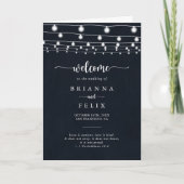 Rustieke String Lights Gevouwen Bruiloft Programma (Voorkant)