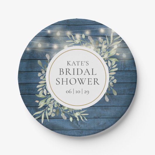 Rustieke String Lights groen Vrijgezellenfeest Papieren Bordje (Voorkant)