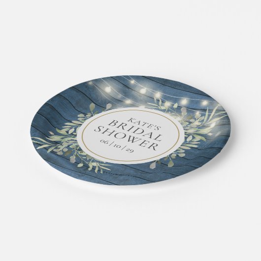 Rustieke String Lights groen Vrijgezellenfeest Papieren Bordje (Gekanteld)