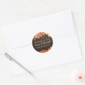Rustieke String Lights Hout Poppy trouwdatum Ronde Sticker (Envelop)
