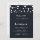 Rustieke String Lights kalligrafie Bat Mitzvah Kaart (Voorkant)