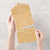 Rustieke String Lights Kalligrafie Gele bruiloft All In One Uitnodiging (Afscheurbaar)