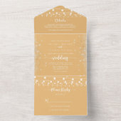 Rustieke String Lights Kalligrafie Gele bruiloft All In One Uitnodiging (Binnen)