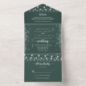 Rustieke String Lights Kalligrafie Groene bruiloft All In One Uitnodiging (Binnen)