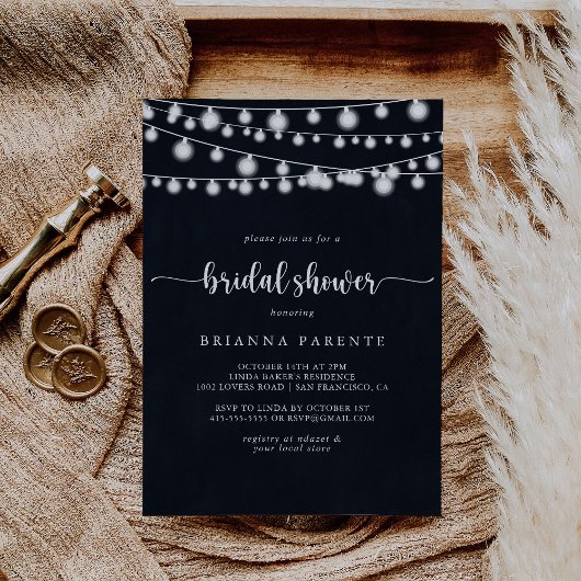 Rustieke String Lights kalligrafie Vrijgezellenfee Kaart