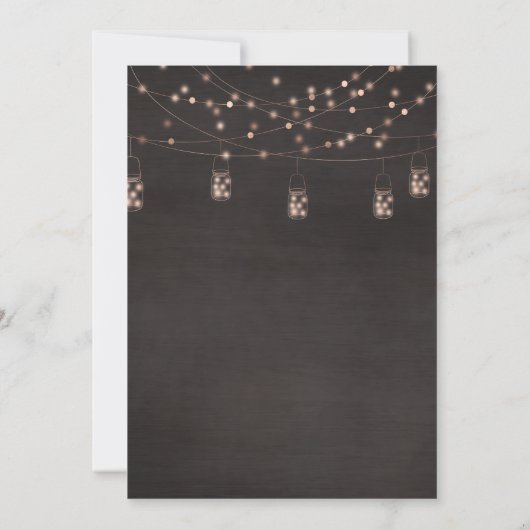 Rustieke String Lights Mason Jar Rozen Bruiloft Kaart (Achterkant)