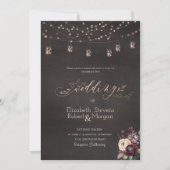 Rustieke String Lights Mason Jar Rozen Bruiloft Kaart (Voorkant)