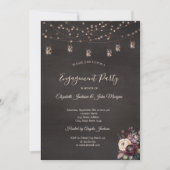 Rustieke String Lights Mason Jar Rozen Verloving Kaart (Voorkant)