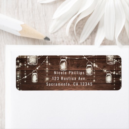 Rustieke String Lights Mason Jars Lace Country Gla Etiket (Insitu)