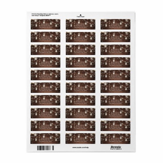 Rustieke String Lights Mason Jars Lace Country Gla Etiket (Full Sheet)