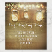 Rustieke String Lights Mason Jars Schuur Hout Wijn Etiket (Enkel label)